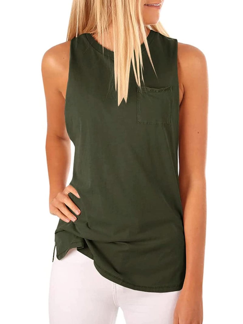Hount Women's Summer Sleeveless Shirts Casual Tank Tops Loose Fit (Army Green, S) - Image 1